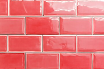 Coral Pink Glossy Ceramic Tile Wall