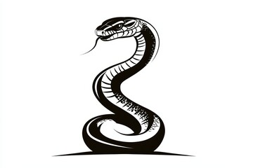 Fototapeta premium Black and white snake with a long body and a black head