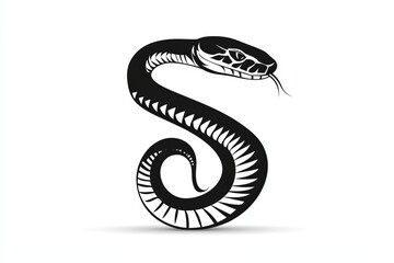 Fototapeta premium Black and white snake with a long body and a black head