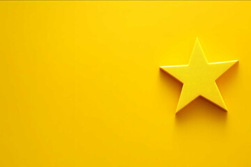 Obraz premium star symbol icon located on the right side isolated on panoramic yellow background with copy space
