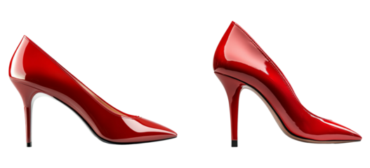 Elegant Red High Heels on Transparent Background