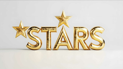 3D metallic golden text STARS letters ofHarry Potter font style fantasy magical glow highly detailed cinematic lightingplasticine texture front view white background8k
