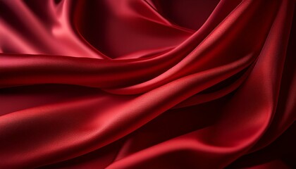 Obraz premium luxurious deep red silk fabric draped elegantly showcasing soft textures and rich color in soft lighting