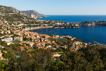 Obraz premium Nice cityscape with apartment buildings seaview, France