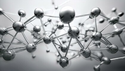 Abstract metallic spheres interconnected, forming a complex network.
