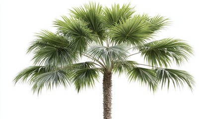 Lush green palm tree isolated on white background. (1)