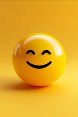 Futuristic image of a minimalist 3Drendered emoji ball with expression of happy face The emoji should have precisionetched eyes that are in simple and the whole emoji