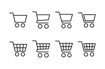 Shopping icon vector isolated on white background. Shopping cart icon. Basket icon. Trolley