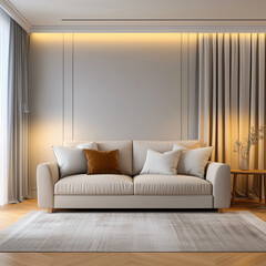 Contemporary coworking interior with banner