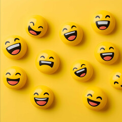 Fototapeta premium yellow colored background for text based Facebook post with laughing smiley emoticons
