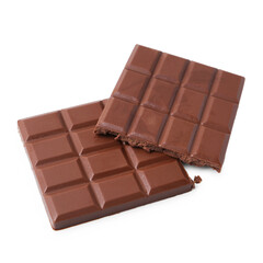 Pieces of delicious milk chocolate isolated on white