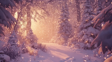 Serene Winter Landscape with Snow Covered Trees and Gentle Light