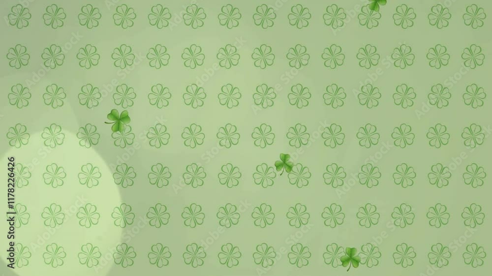 Poster VIBES text animation over green background with clover patterns