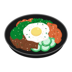 Delicious Bibimbap Vector Art Featuring Traditional Korean Dish