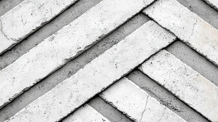 Textured White Concrete Tiles Arranged in a Stylish Herringbone Pattern