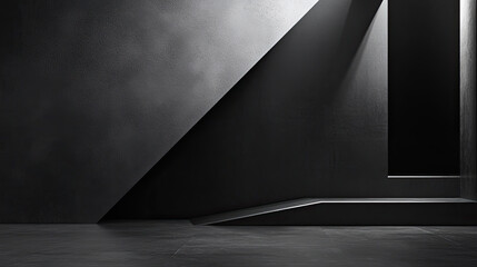 Abstract Minimalistic Dark Wall with Dramatic Light and Shadows