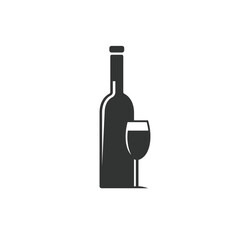 Wine bottle glass icon flat vector design