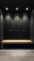 Interior View of Locker Room with Bench