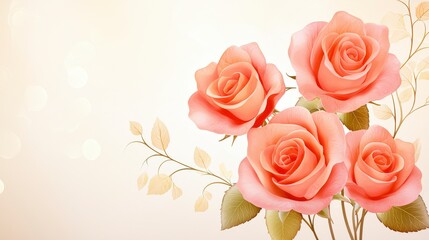 Obraz premium Beautiful Pink Roses with Soft Background and Gentle Bokeh Effect for Design Use