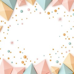 Colorful Geometric Shapes and Decorative Elements on White Background for Creative Designs