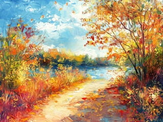 Art autumn sunny nature background