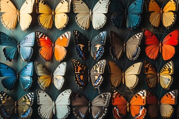 Vibrant Butterfly Collection Displayed On Rustic Wood