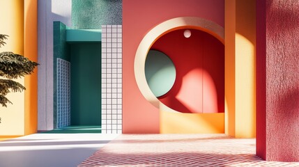 Abstract Rounded Geometric Memphis Corner