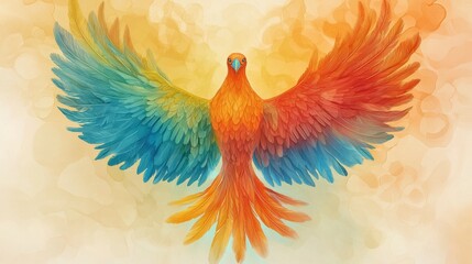 Fototapeta premium Vibrant Colorful Parrot with Blue and Orange Feathers in Artistic Style