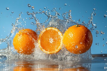 Oranges Splashing in Water, Citrus Burst