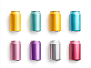  Standalone Images of Aluminum Cans Against a Clean White Backdrop