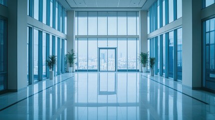 Modern Office Space with Large Windows and Scenic Cityview