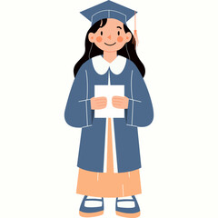 Graduate Cute Girl Illustration, Happy Graduation girl