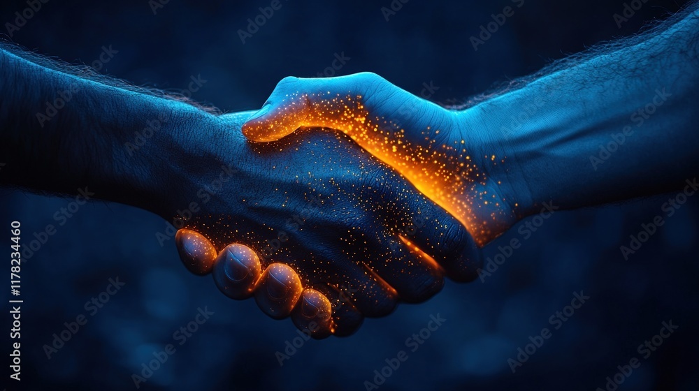 Poster digital handshake: a symbol of connection and collaboration in the digital age