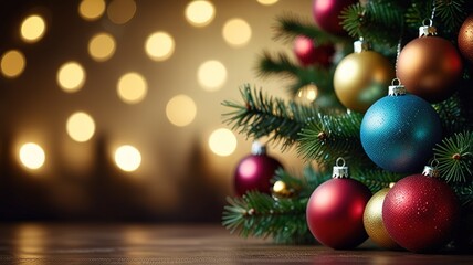 Interior christmas. magic glowing tree fireplace gifts in dark