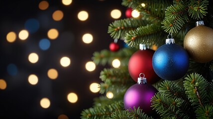 Interior christmas. magic glowing tree fireplace gifts in dark