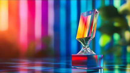 photo real award transparent colourful plastic direction blue and green pallete award for 1 billion summit award for creators