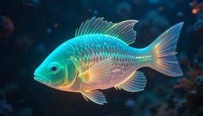 Fototapeta premium Iridescent Fish: A Luminescent Underwater Portrait