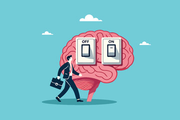 Igniting Brilliance, A Smart Businessman Flipping the Switch to Unlock His Genius