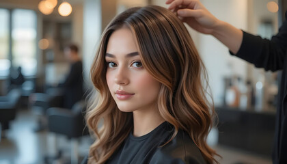 Obraz premium Beautiful hairstyle of young woman