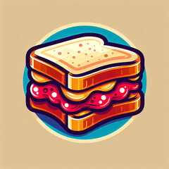 Delicious and sweet peanut butter and jelly (PB&J) sandwich