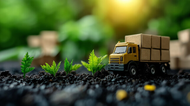Sustainable transport solutions green logistics implementation environmental policy for efficient delivery nature view