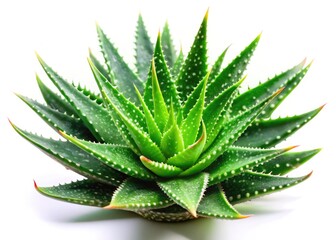 Low Light Aloe Vera Photography: Isolated White Background Plant Image