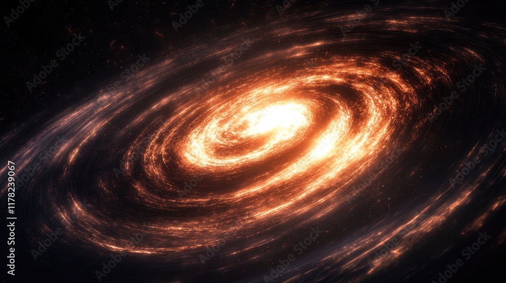 Poster A cosmic superfluid vortex with spiraling light lines, illustrating the seamless, frictionless movement of particles in a dark, space-like environment