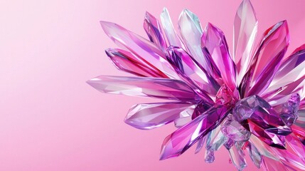 Vibrant pink crystal formation on a soft pink background.