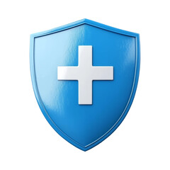 Obraz premium Blue Shield Symbol with Cross on Transparent Background