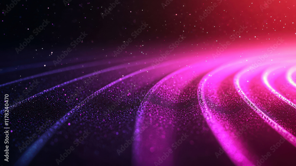 Poster softly curving luminous lines intersecting with a dreamy gradient background