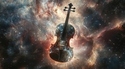 Fototapeta premium Celestial Violin A Cosmic Symphony of Stars and Sound