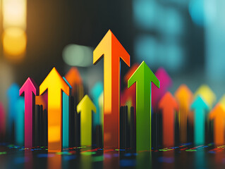Multicolored Arrows Indicating Upward Trend
