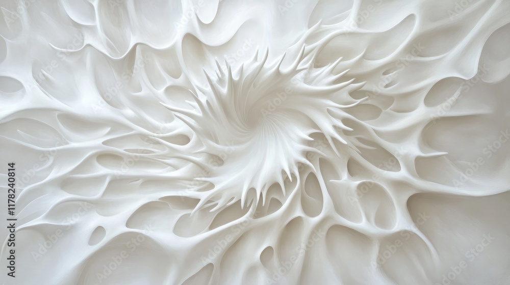 Aufkleber a flowing abstract splash of white, with smooth spikes extending outward in an organic, dynamic patt