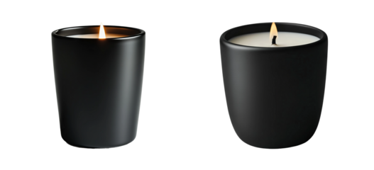 Elegant Black Candles on a Transparent Background